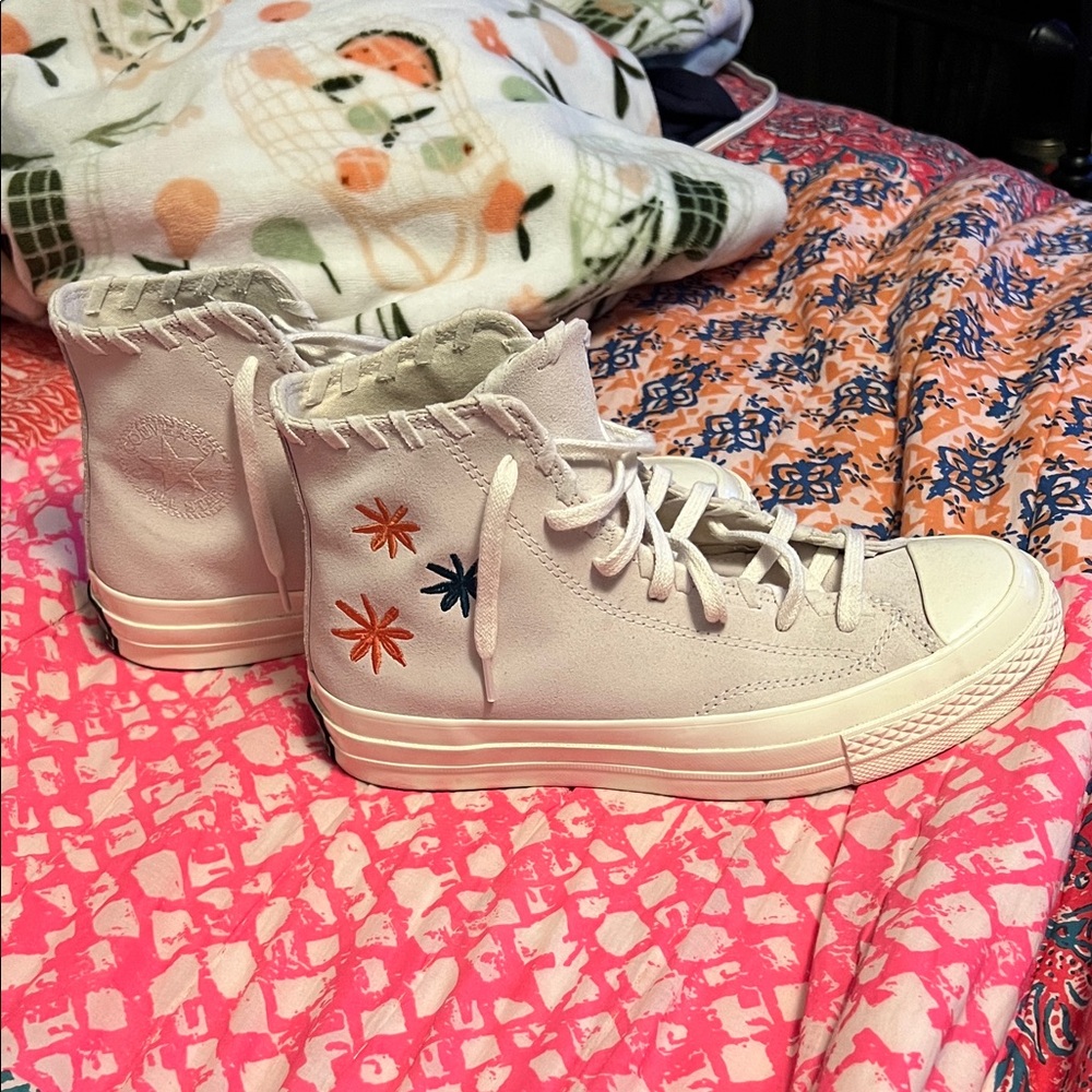 Limited edition embroidered suede Converse high-top sneakers